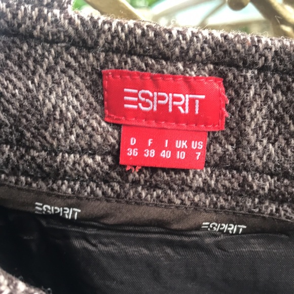 Esprit Herringbone Wool Skirt with Cargo Pockets in Brown - Picture 6 of 10